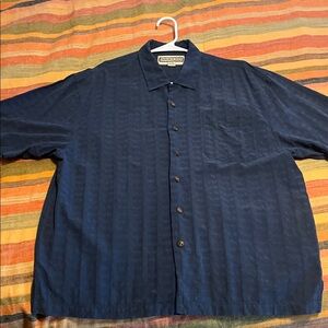 Jamaica Jaxx Dark Blue Silk button up Shirt XL